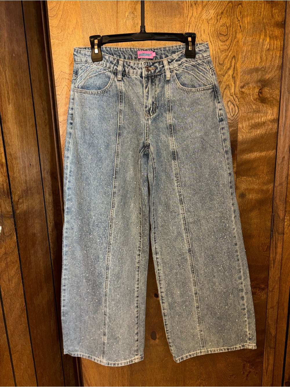 Edikted bedazzled Wide Leg Women's Jeans in Light Blue size S